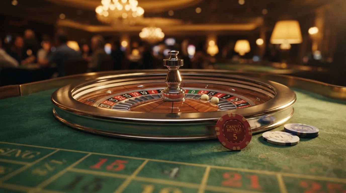 Kotač ruleta i žetoni na zelenom suknu pod toplim večernjim svjetlom — ethereum casino u hrvatskoj